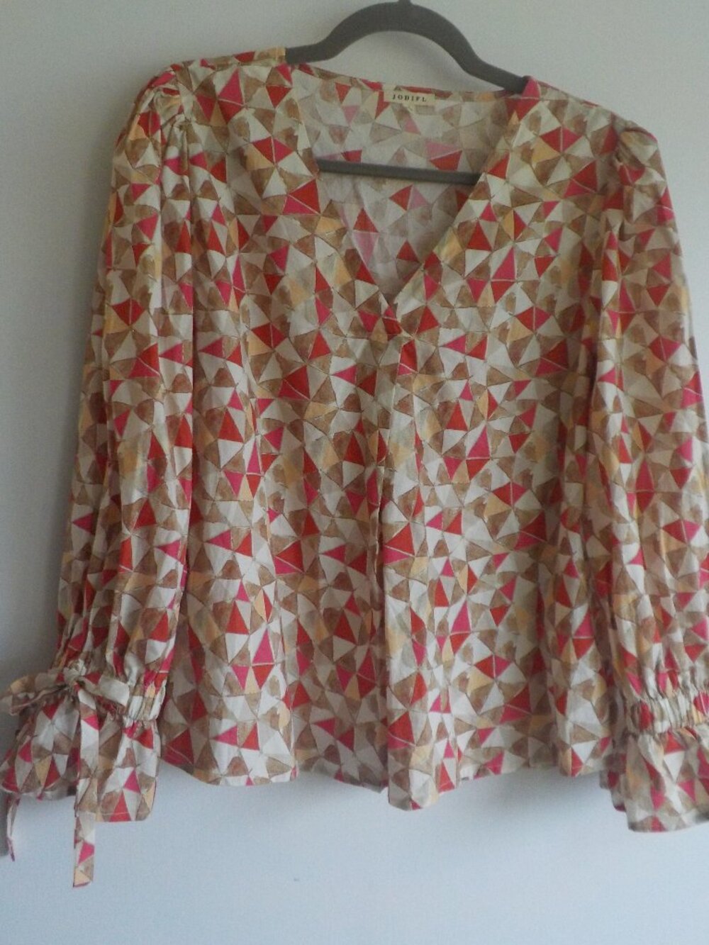 Jodifl Blouse - Large - Multicolor COTTON Long Sleeve Ruffle (2293)
